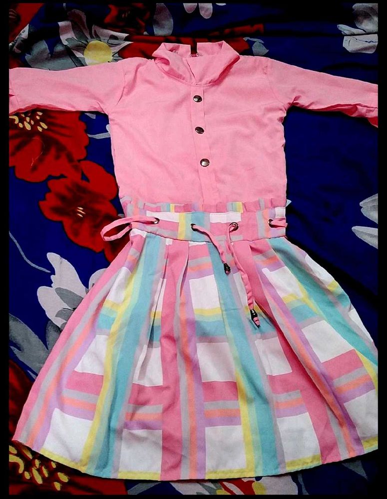 Combo Pack of 2 Dresses for Girls (Pink &amp; Blue, Ag
