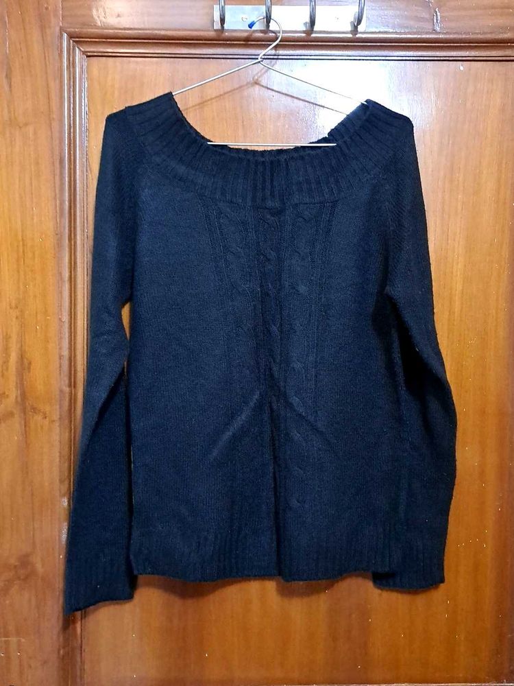 Korean Black Knit Pullover