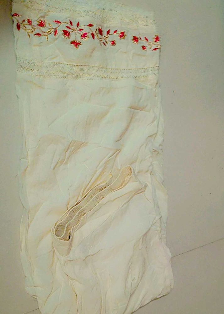 Embroidered White Ethnic Palazzos