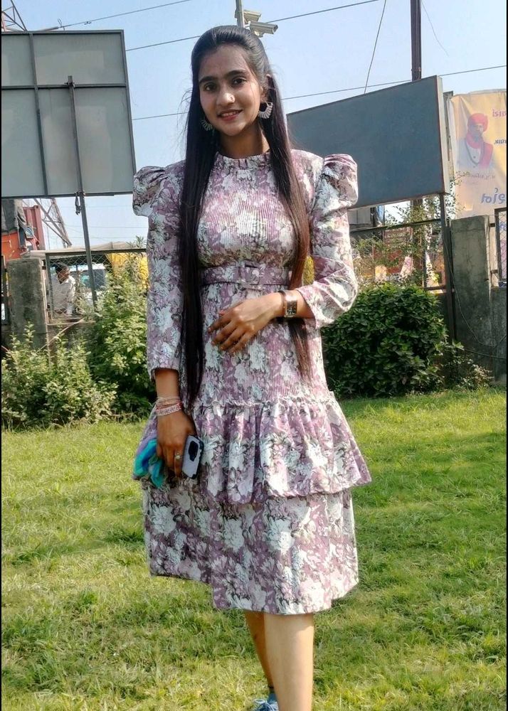 Floral Print Tiered Mini Dress
