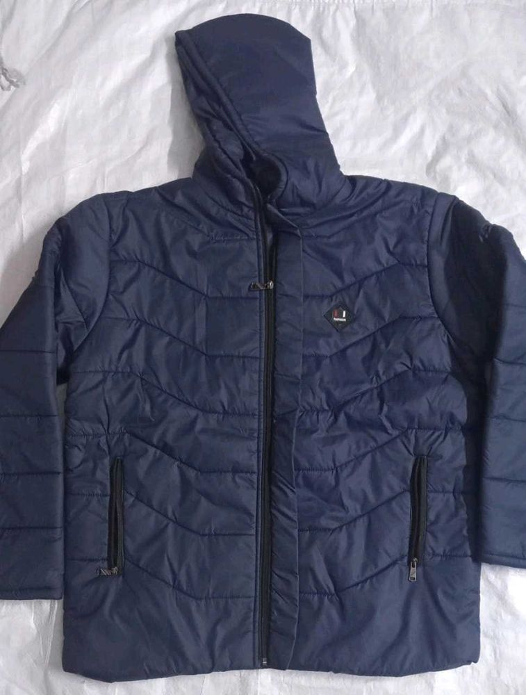 Stylish Blue New Hooded Jacket
