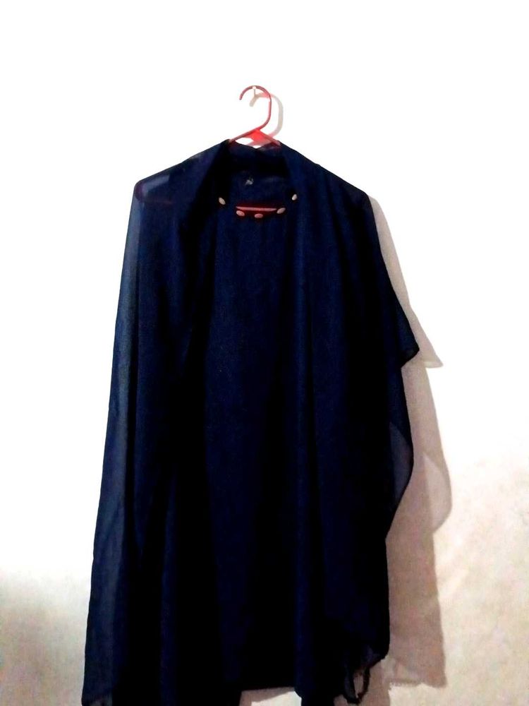 Navy Blue Sheer Cardigan Kurta