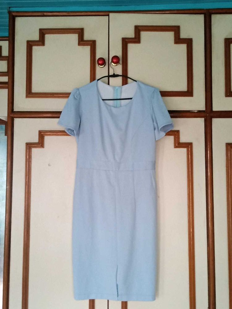 Korean Sky Blue Pencil Dress