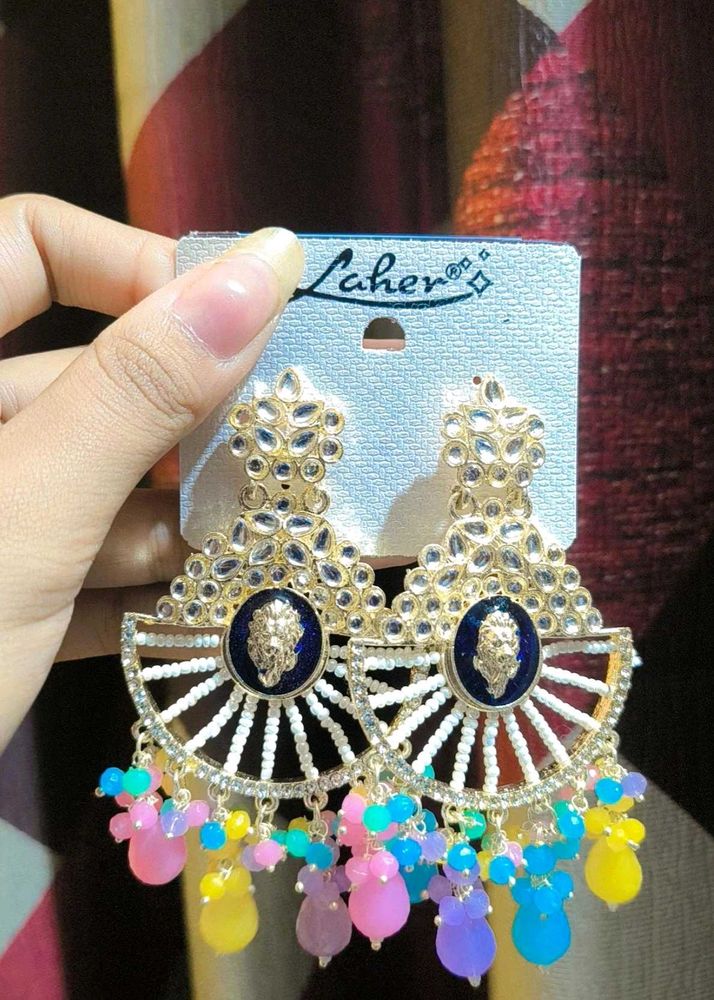 Statement Earrings with Colorful Beads