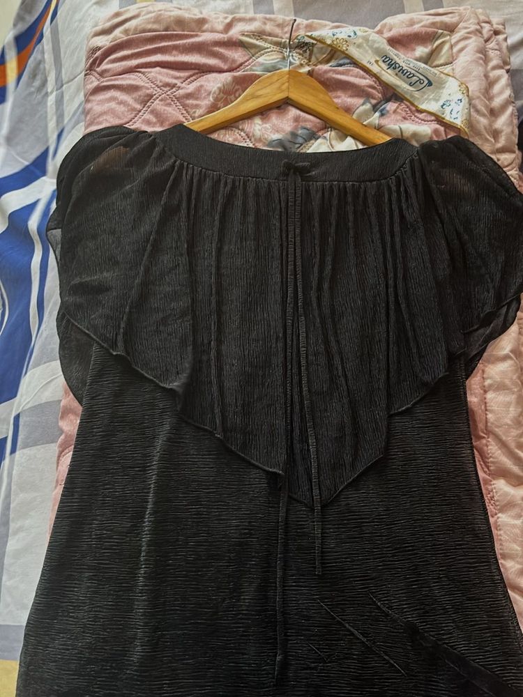 Black Ruffle Blouse