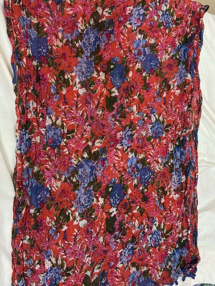 Vibrant Floral Crinkle Dupatta
