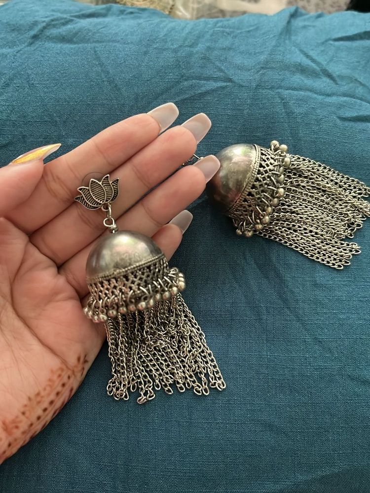 Silver Jhumka Earrings