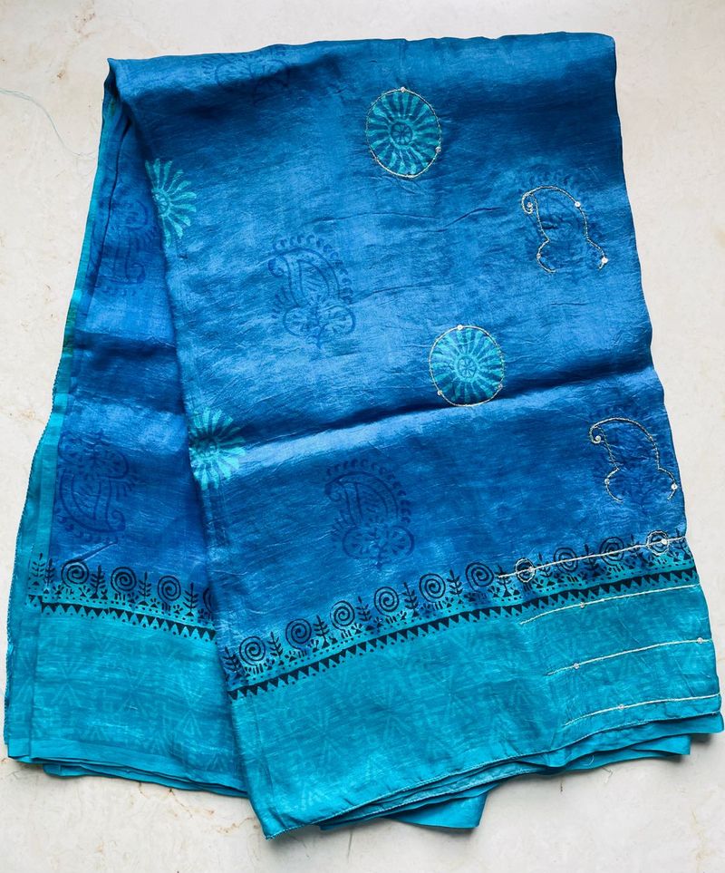 Paper Silk Blue Saree