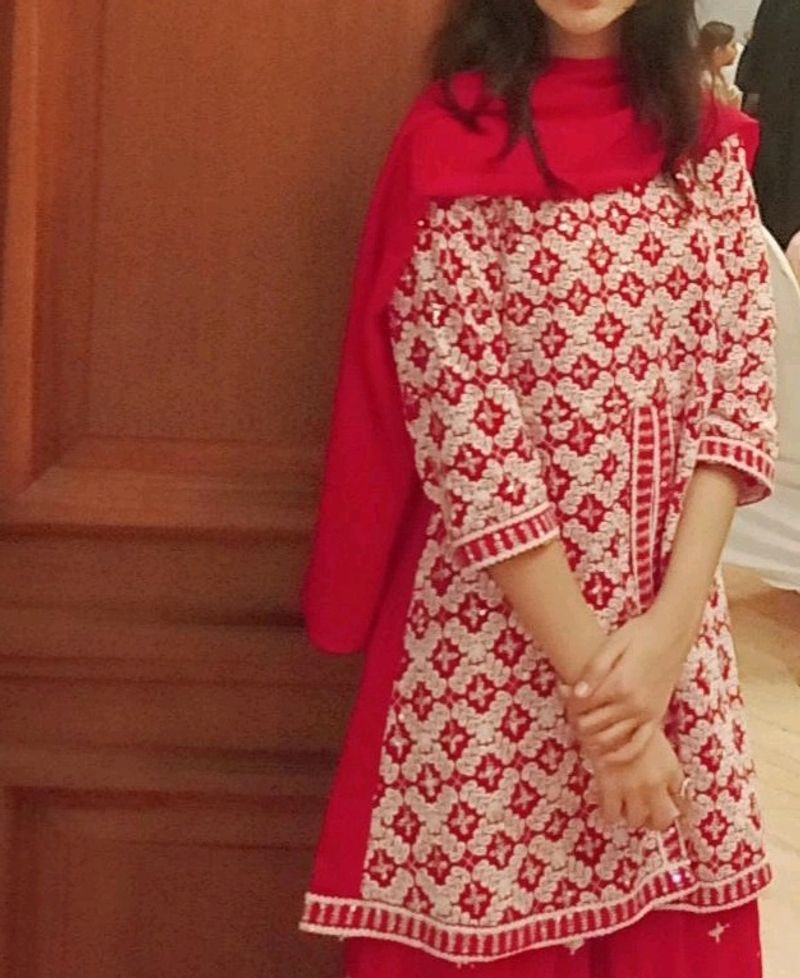 Pink Garara Embroidery Work