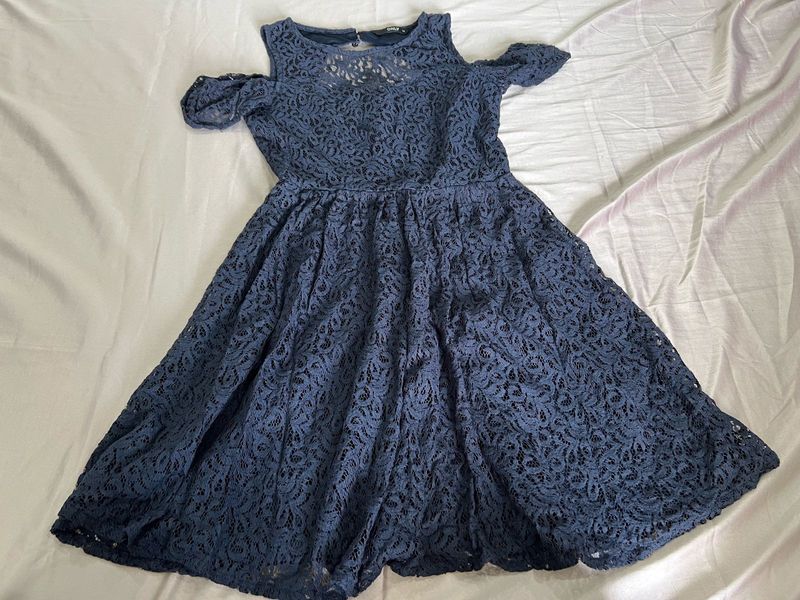 Elegant Blue Lace Dress