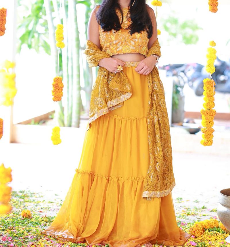 Musturd Yellow Ethnic Skirt-top,lehnga Choli