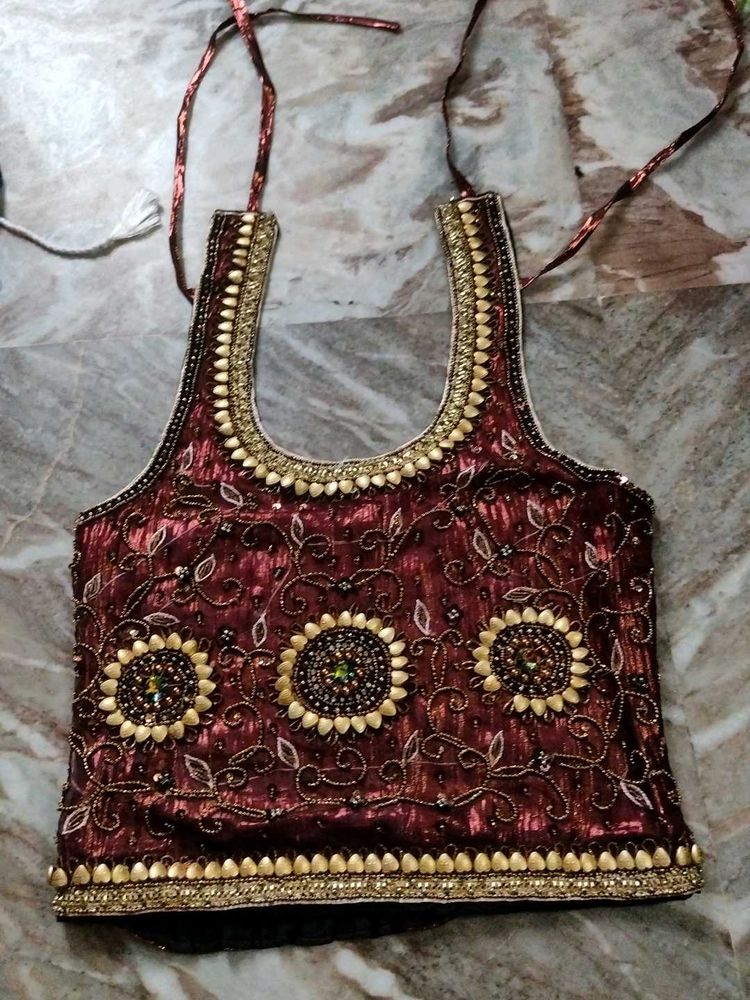 Embroidered Maroon Top