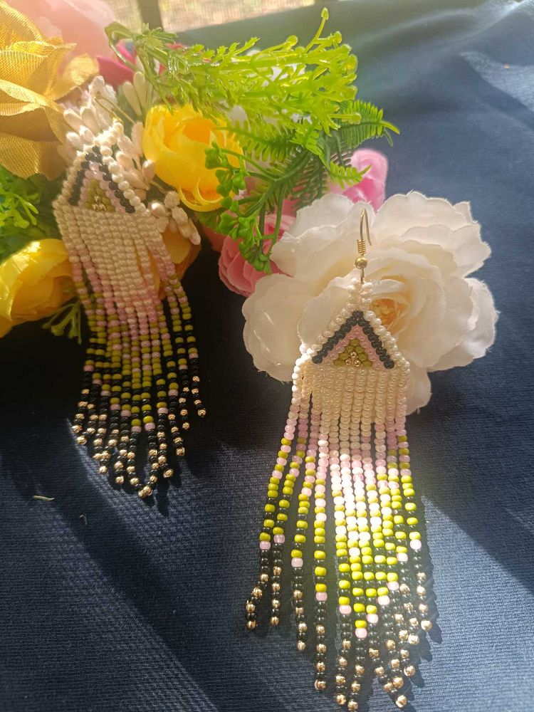 Handmade Beaded Tassel Earrings