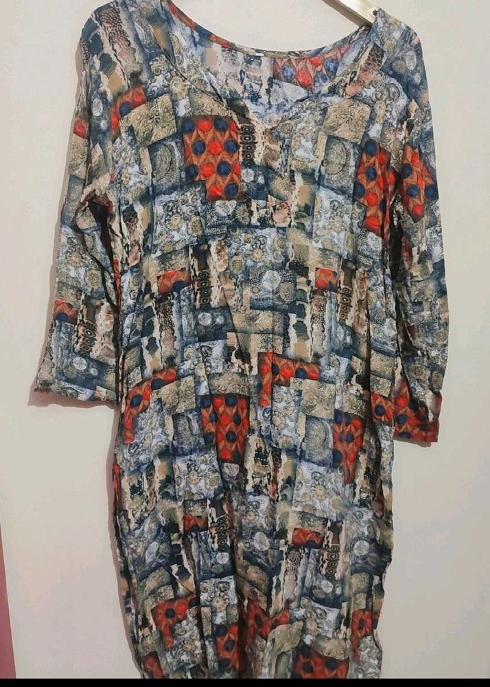 Multi Printed Cotton Kurti For 36 Bust