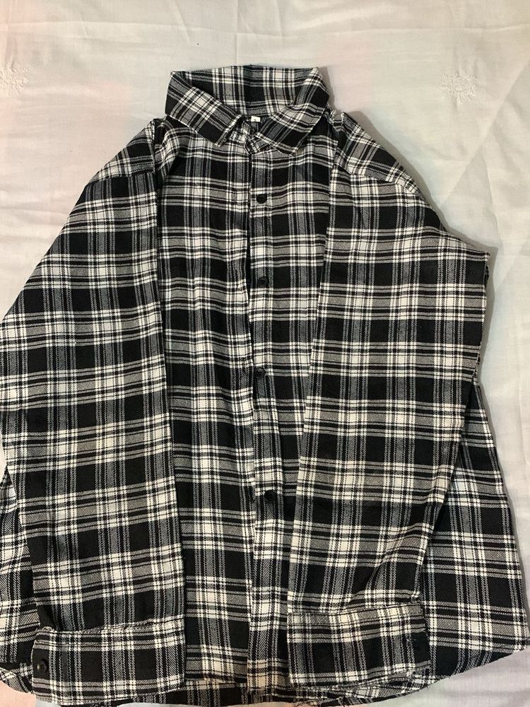 Black &amp; White Plaid Flannel