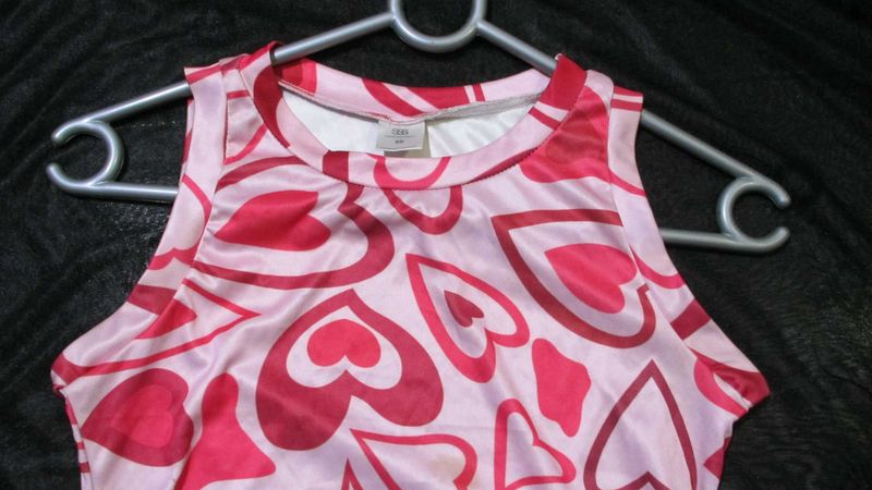 Pink Heart Print Tank Top