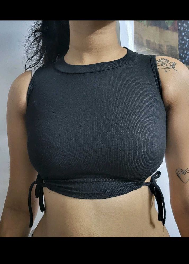 Black Side Tie Top