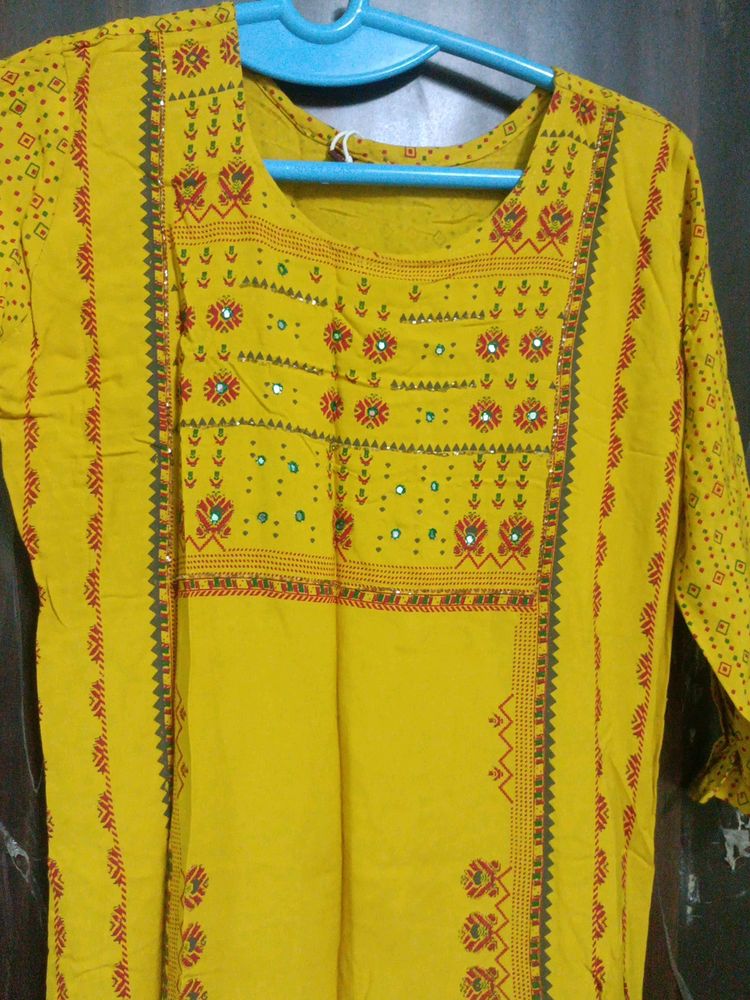 Pure Rayon Straight Ethnic Double Layered Kurti