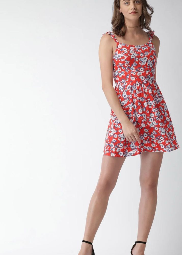 FOREVER 21 Coral Printed A-Line Dress