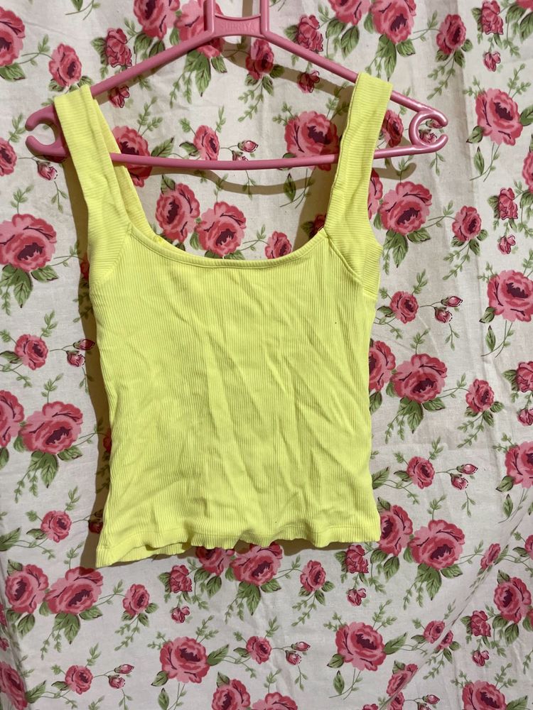 Butter Yellow Ribbed Tank Top