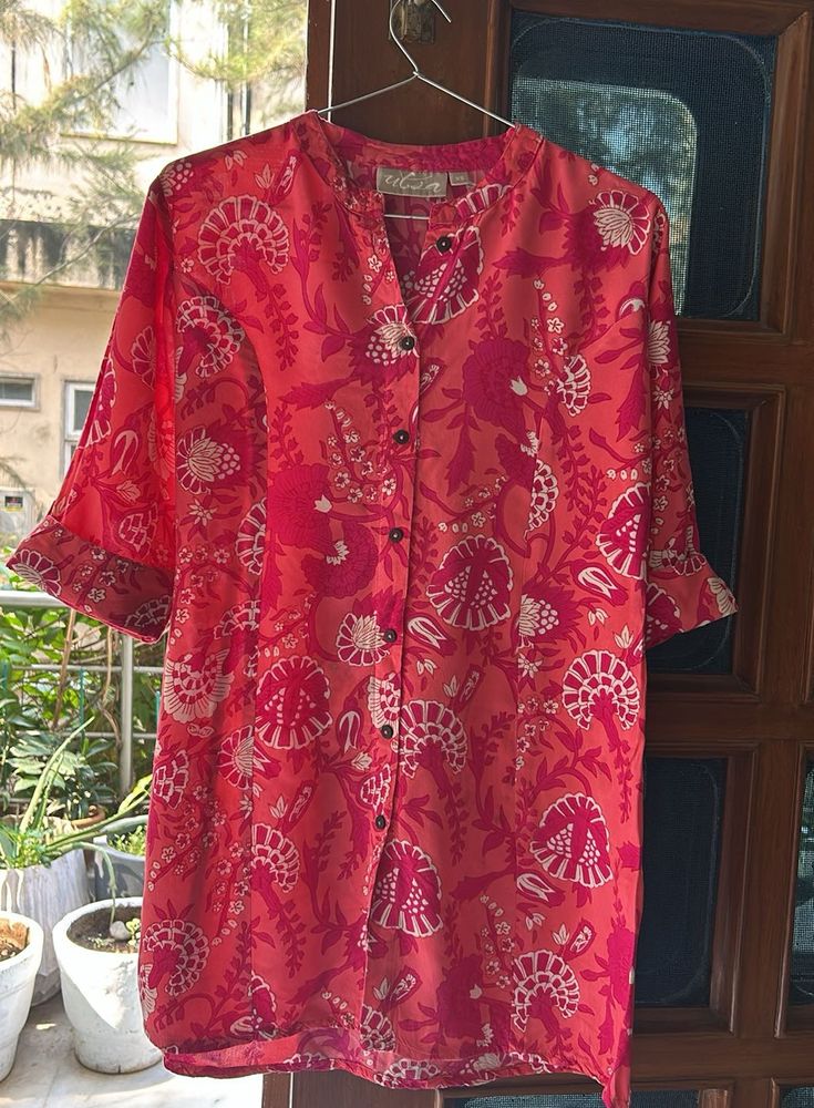 Utsa Floral  XS Kurti Rose Pink