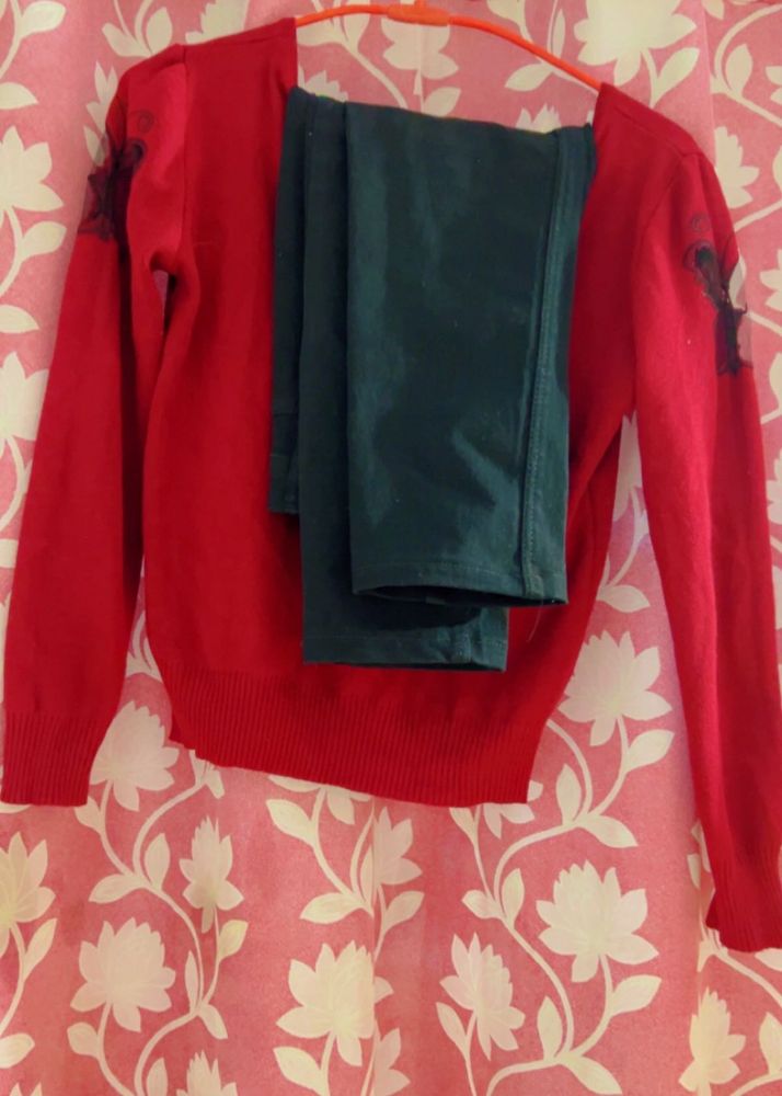 Skinny Black Jeans &amp; Top Combo Set