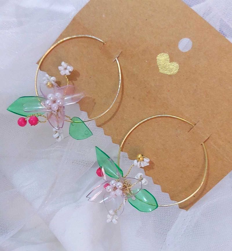 Handmade floral Hoop Earrings