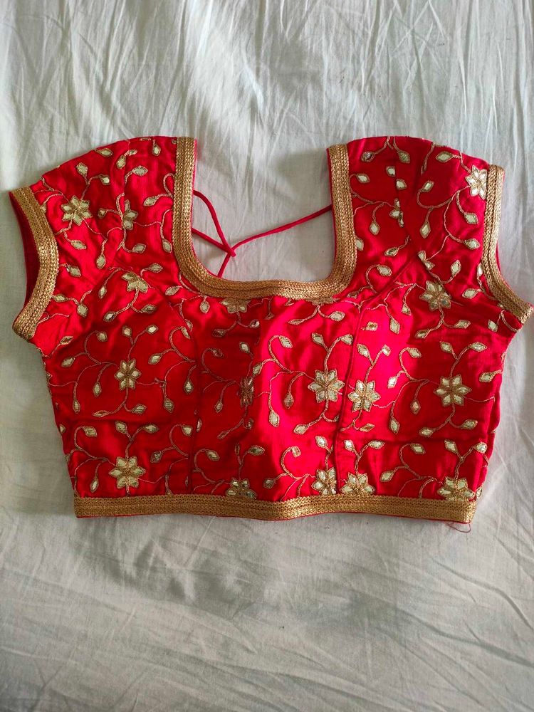 Red Embroidered Saree Blouse
