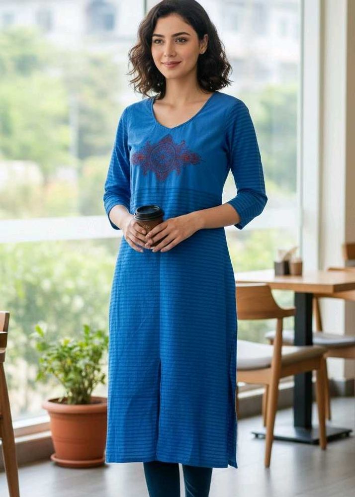 Blue Striped Cotton Kurta