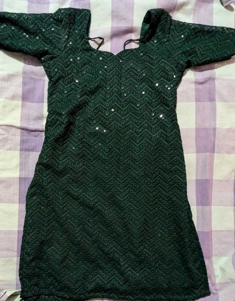Emerald Green Embroidered Kurti