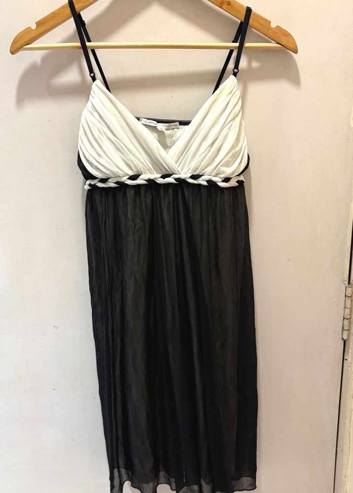 Elegant Black &amp; White Slip Dress