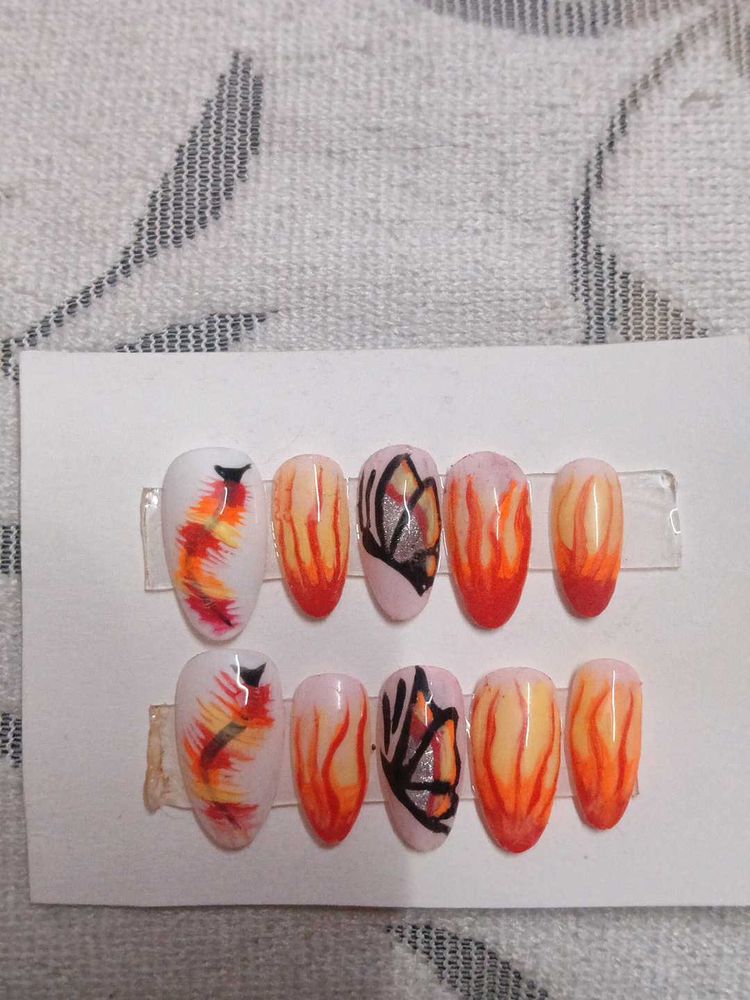 Flame Butterfly Press-On Nails