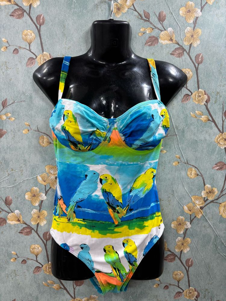 Tropical Bird Print One-Piece Swimsuit