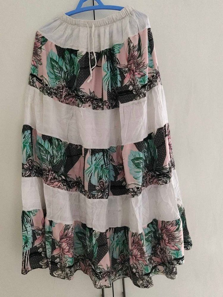 Floral Tiered Skirt - Free Size