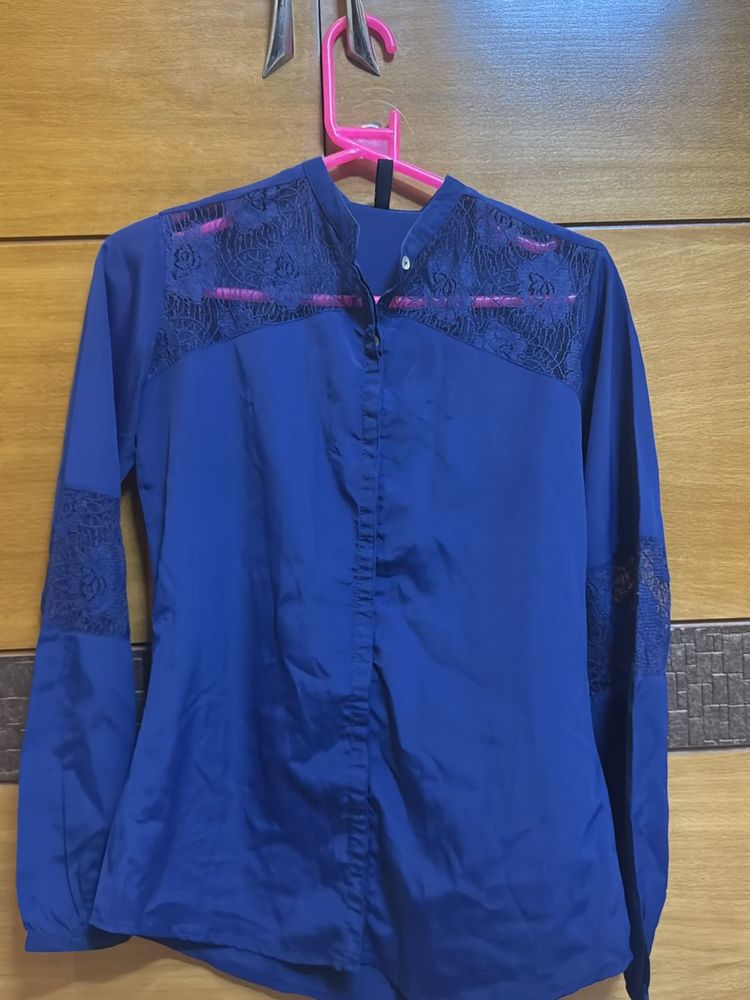 Navy Satin Shirt
