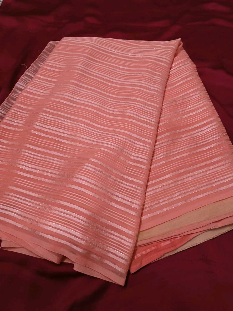 Peach Striped Saree