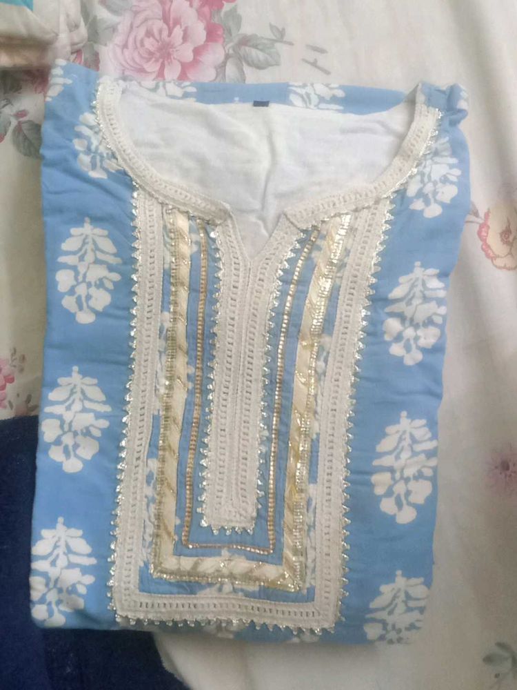 Printed Blue Kurta