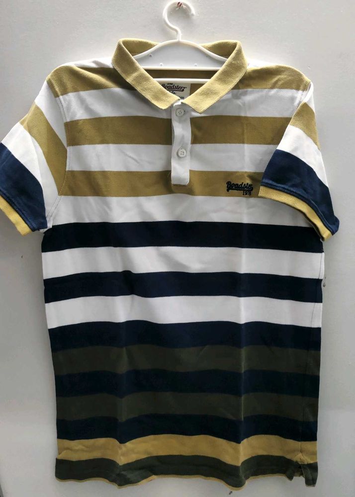 ROADSTAR Striped Polo Shirt (Size S)