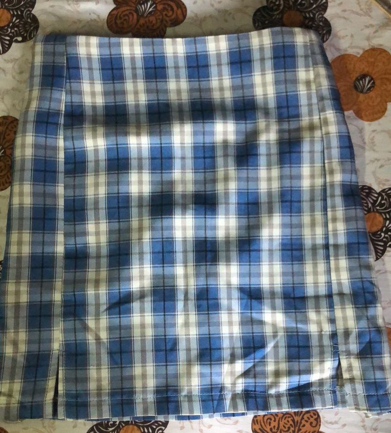 Blue Plaid Mini Skirt