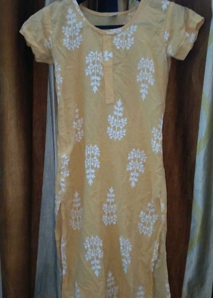 Yellow Embroidered Kurta