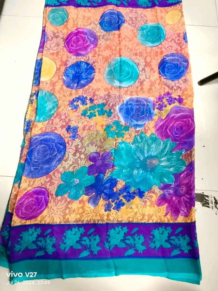 Chiffon Flower Printed Dupatta 04