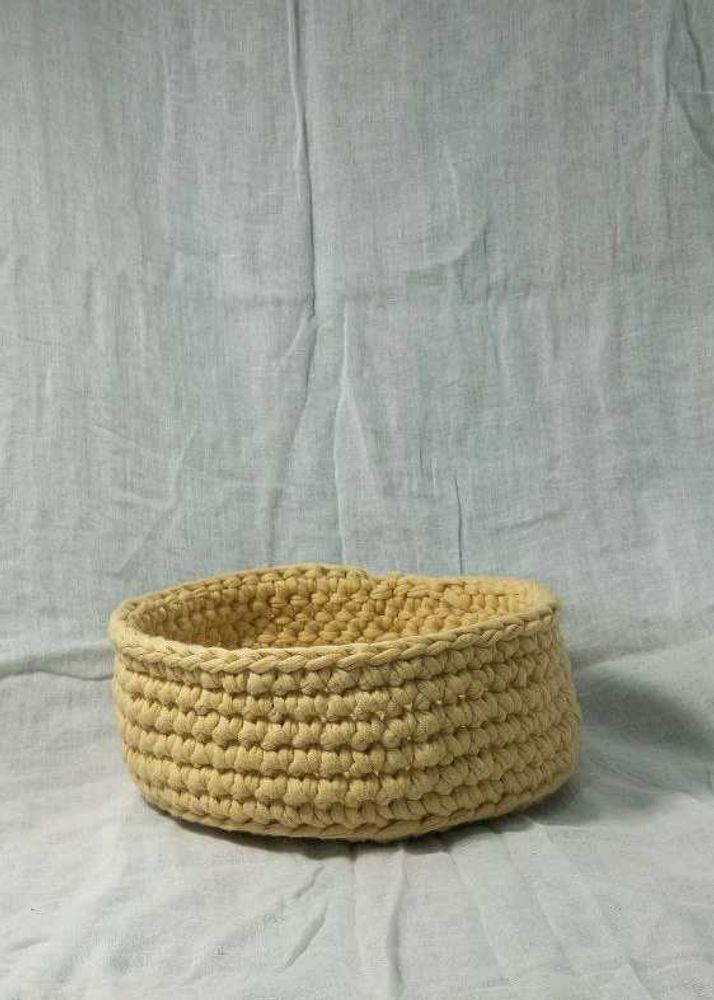 Crochet Basket In Beige Colour