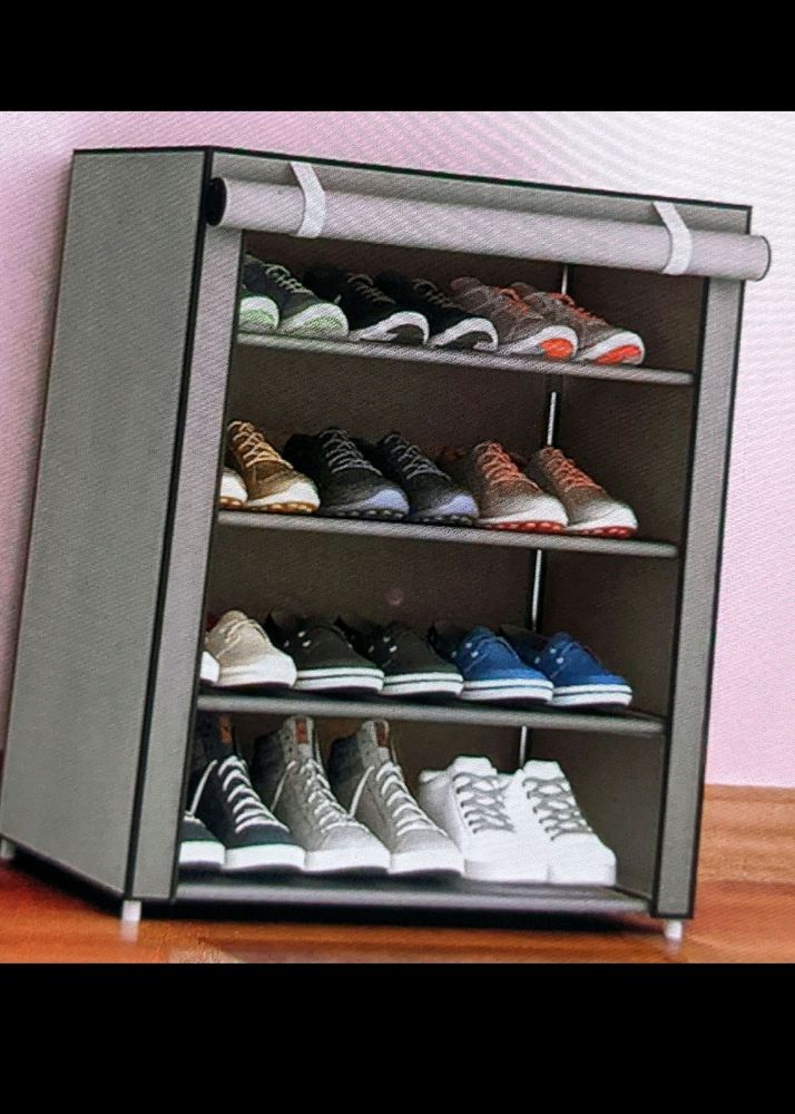 Looknsnap Metal Plastic 4 shelves Storage Shoe Rac