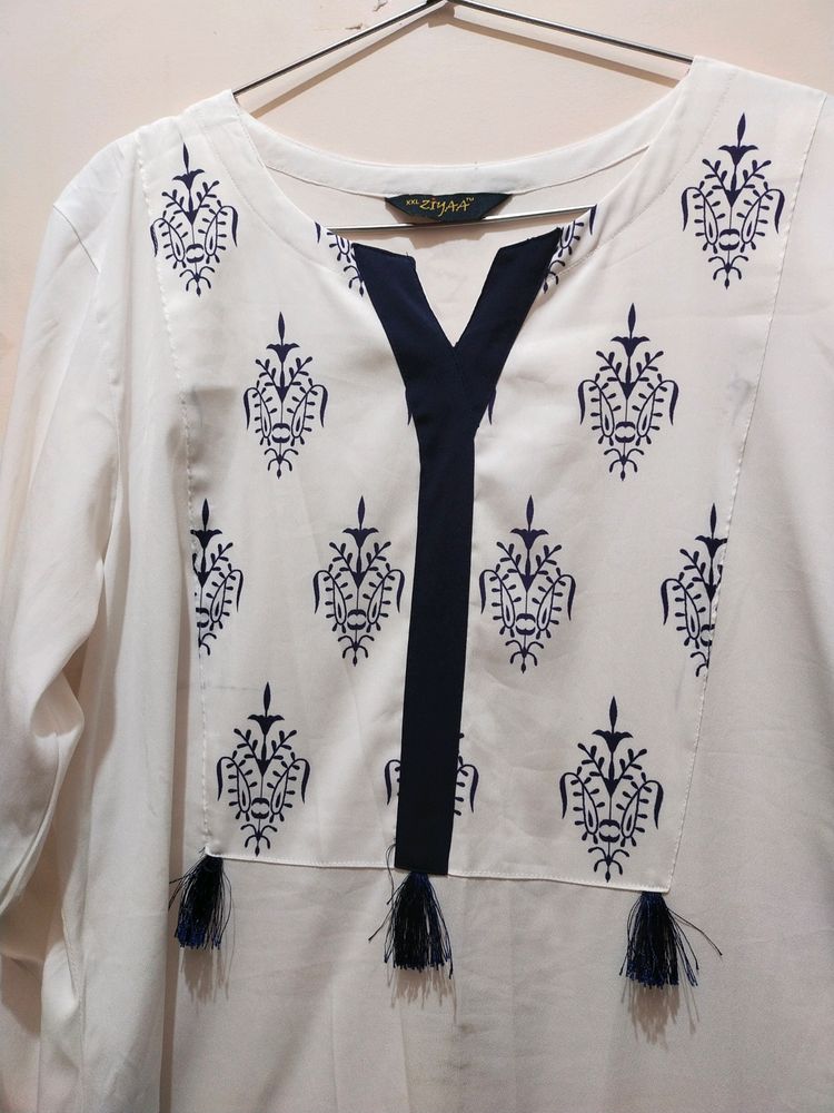 White Colour Rayon Kurti .Full Sleev