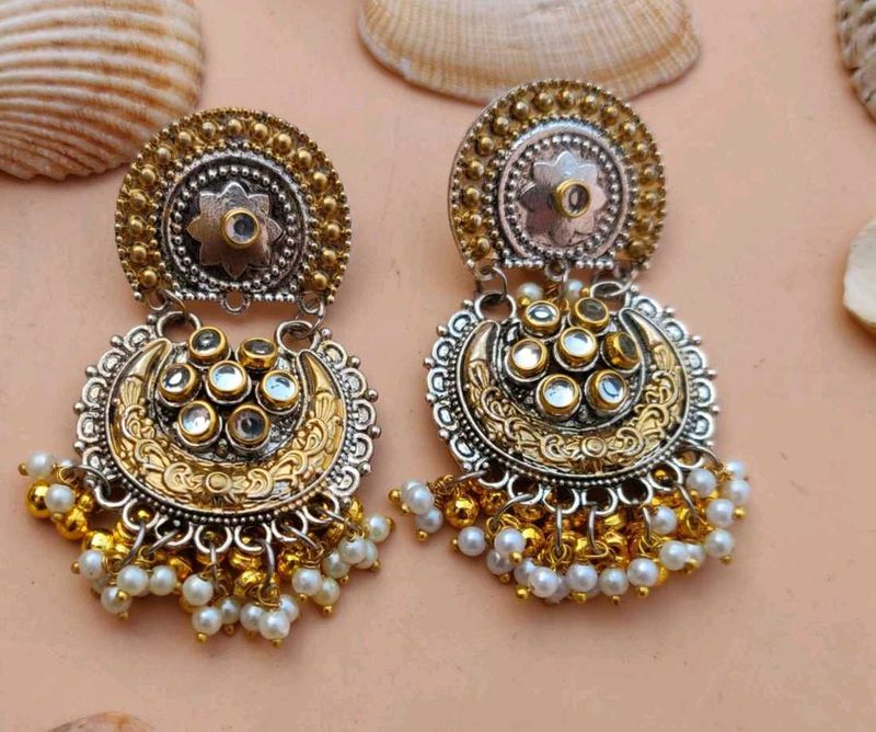 German Silver Premium Quality Dual Tone Earring