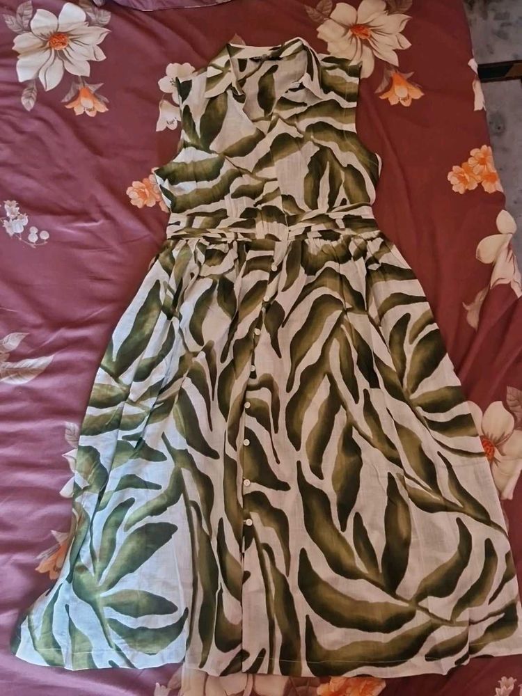 Leaf Print Shirt Dress