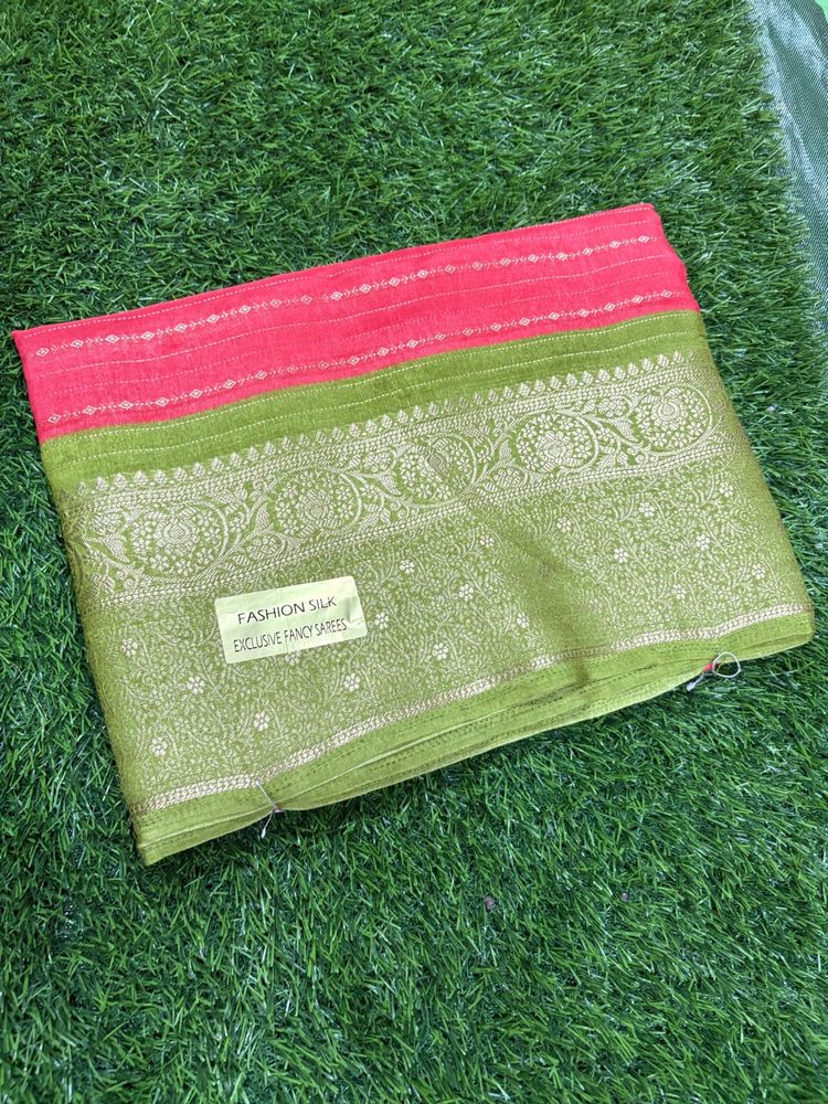 Elegant Pink &amp; Green Saree for women’s and girls