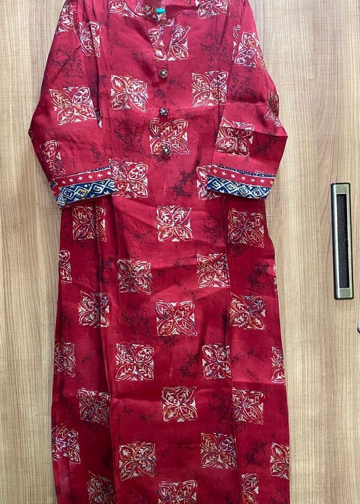 Formal Red Maroon Kurti With Pant