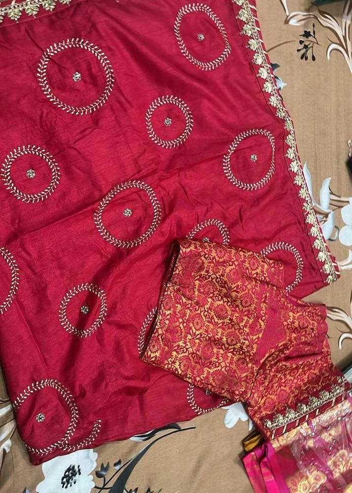 Elegant Red &amp; Gold Saree