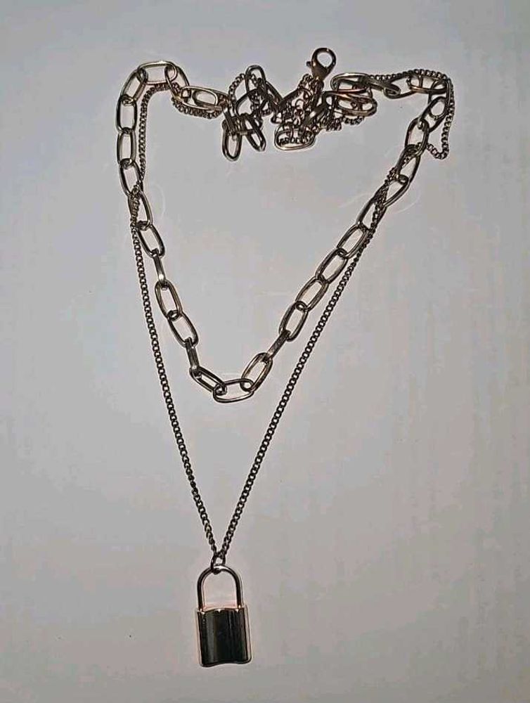 Lock Pendant Layered Chain